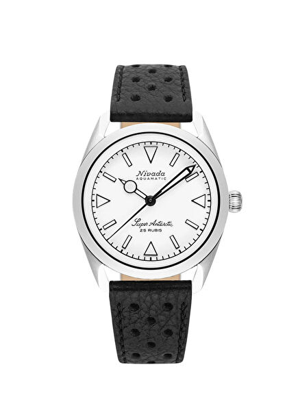 32065A10 Super Antarctic Automatic Black Leather Men's Wristwatch