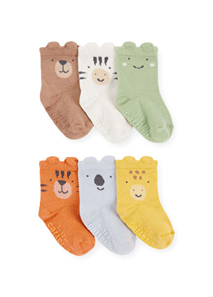 Animal Print Unisex Baby 6-Piece Socks Set