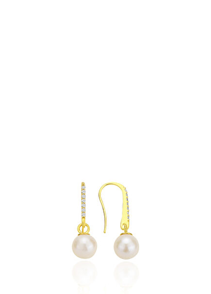 Tisya Pearl 925 Sterling Silver 22K Gold Plated Women's Earrings