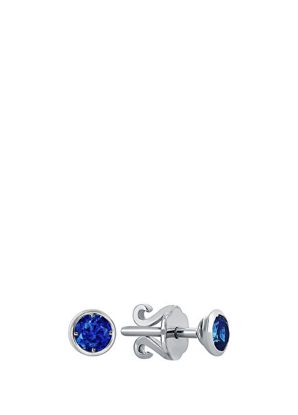 Petites Sapphire Mini Round Women's Gold Earrings