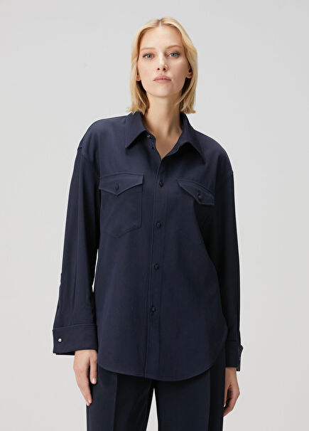 Lacivert Yün Gömlek