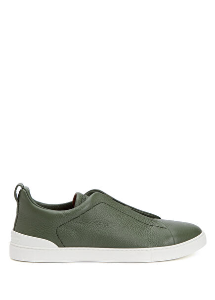 Triple Stitch Haki Erkek Deri Sneaker