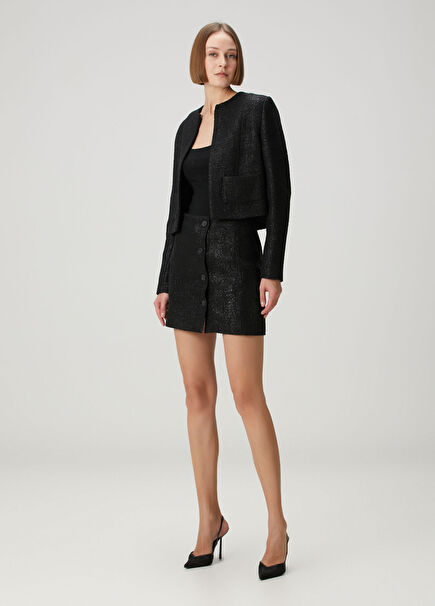 Kylie Siyah Tweed Ceket