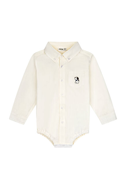 White Baby Boy Long Sleeve Shirt Bodysuit