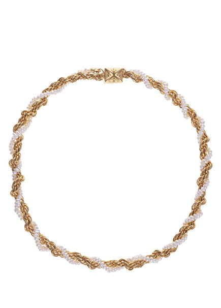 Aphrodite Pearl Beaded 22 Karat Gold Plated Women's Necklace