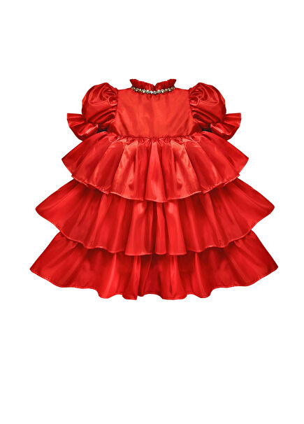 Pomegranate Balloon Sleeve Girl's Dress