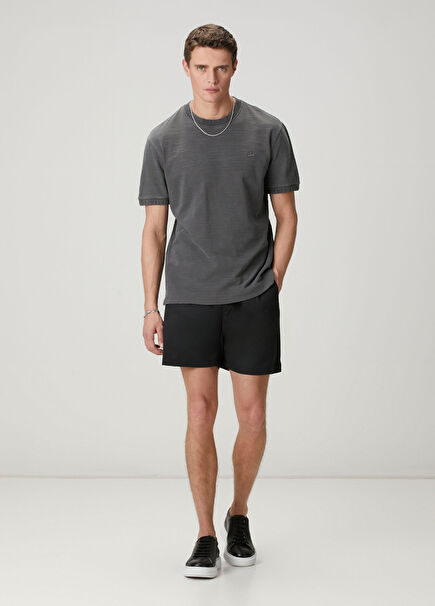 Black Waist Corded Lyocell Shorts