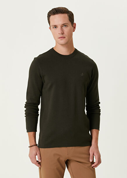 Khaki Wool Basic Sweater