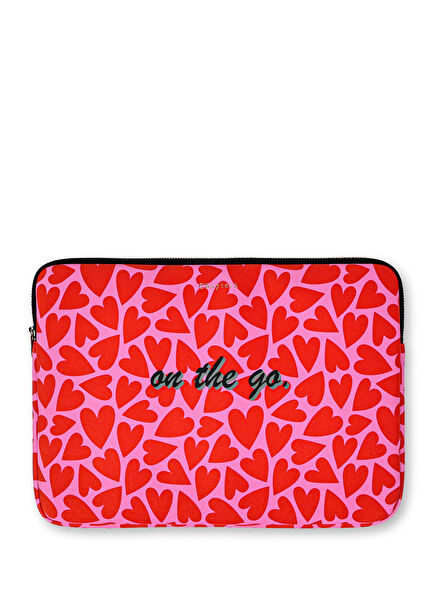 Pink & Red Hearts On The Go Deri 13"- 14" Laptop Kılıfı