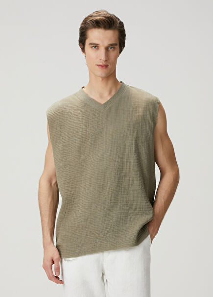 Heath Khaki Sleeveless T-Shirt