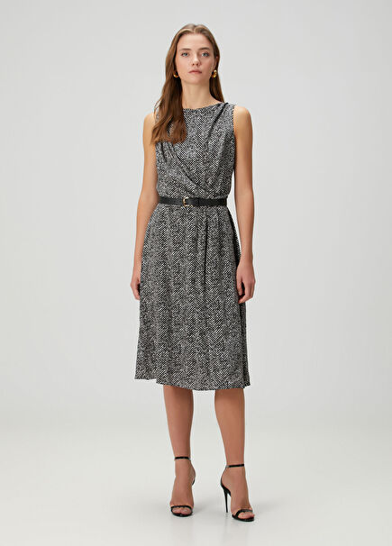 Gri Midi İpek Elbise