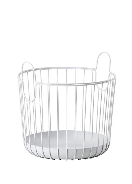 Inu Soft Grey Steel Table Top Wire Laundry Basket 30.5 cm