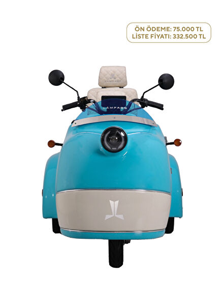 Electric Turquoise Cream Moped Motorcycle