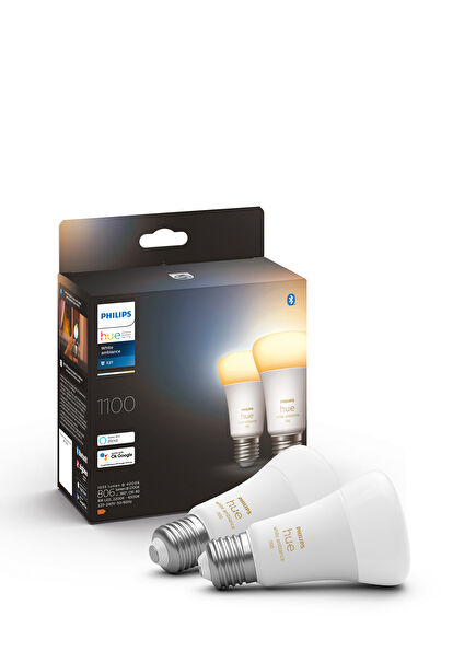Hue 8-75W Bluetooth Feature White Ambiance Eco package E27 2-Pack Smart Bulb