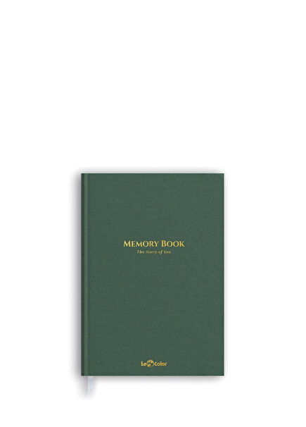 Yeşil Keten Hatıra Defteri Dolma Kalem Uyumlu Altın Kenarlı Albüm 