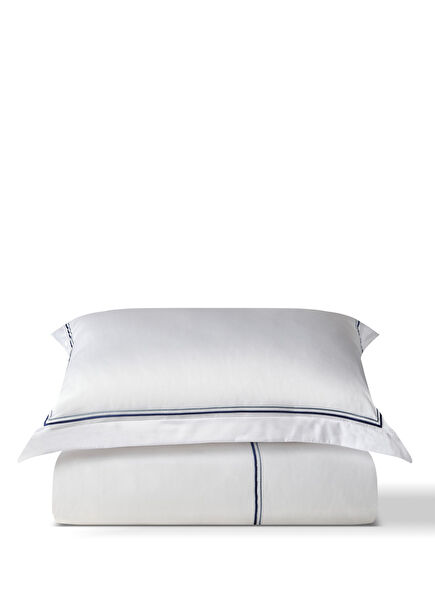 Neema Horizon Cotton Navy Blue Battal Length Duvet Cover Set