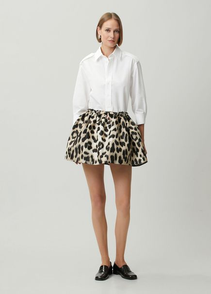 Leopar Desenli Jakarlı Mini Etek