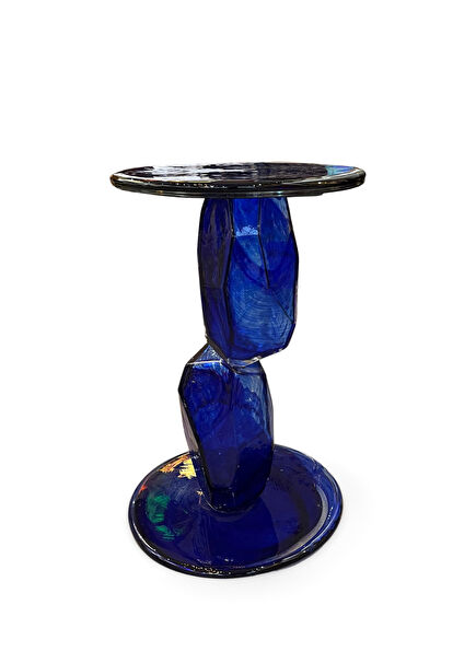 Ice Cobalt Blue Glass Side Table