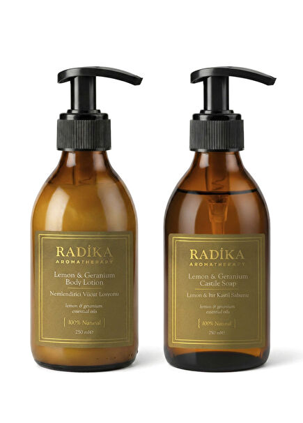 Lemon & Geranium Hand & Body Lotion & Castile Soap Skin Care Set