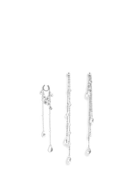 Nu Silver 925 Ayar Gümüş Kadın Küpe Seti 