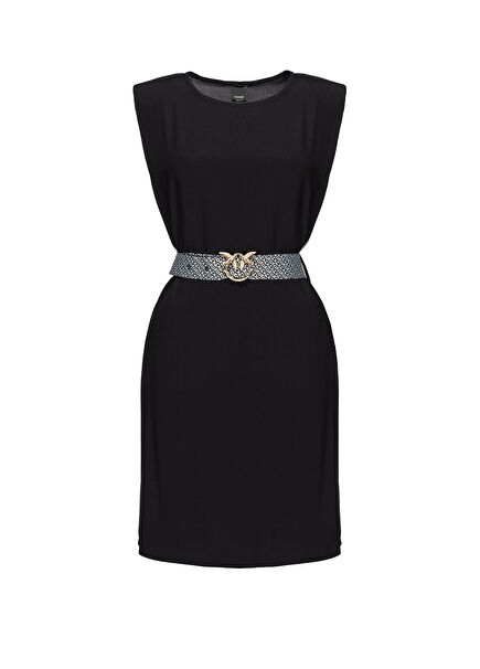 Langhirano Black Belt Detailed Sleeveless Women's Mini Dress