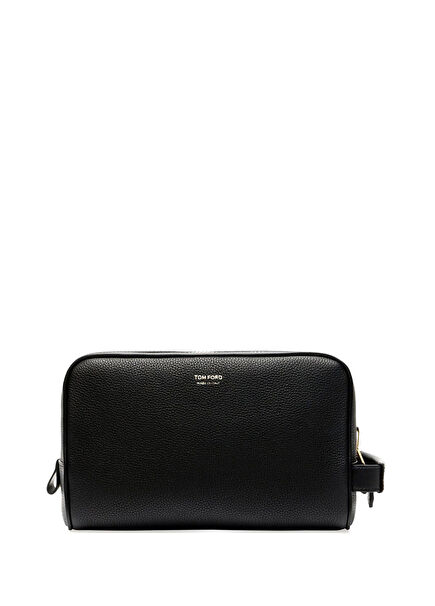 Black Leather Shaving Bag