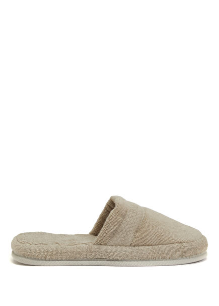 Bej Logo Detaylı Unisex Havlu Terlik