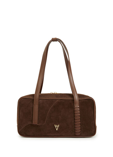 Bowling Dark Brown Women's Suede Bag