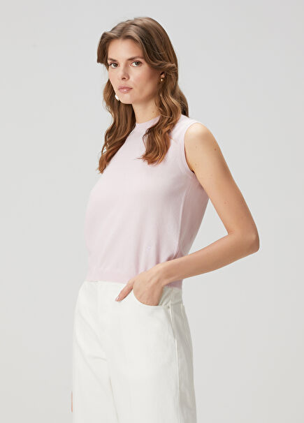 Pink Sleeveless Cashmere Knitwear