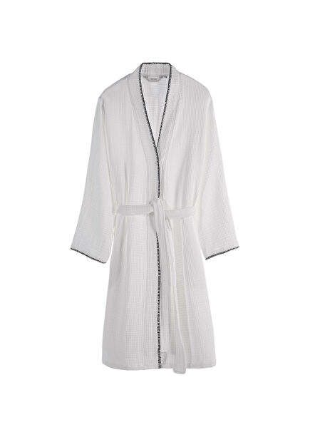 Loom 4-Layer White Muslin Stitched Men's Bathrobe