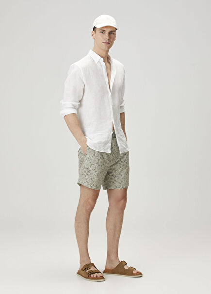 Khaki Paisley Patterned Swimsuit