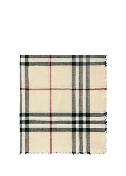 Check Cream Wool Women's Scarf