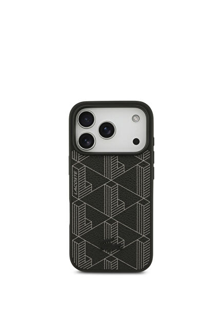 iPhone 17 Pro Kartlıklı Deri Karışık Monogram Magsafe Uyumlu Telefon Kılıfı
