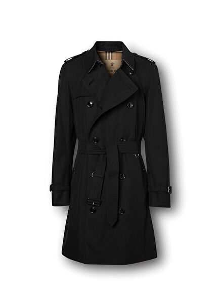 The Mid-Length Chelsea Heritage Siyah Pamuklu Erkek Trençkot