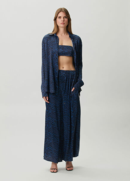 Nagara Mavi Wide Leg Pantolon