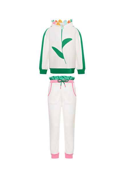 Bloomette Beige Hooded Girls' Tracksuit Set