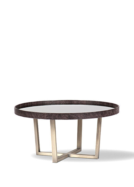 Kongo Short Kahve Deri Orta Sehpa