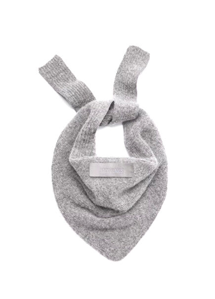 Gros Grain Koyu Gri Kadın Yün Atkı