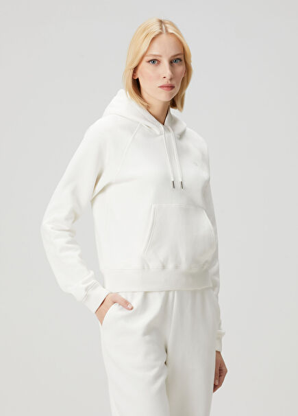Beyaz Kapüşonlu Sweatshirt