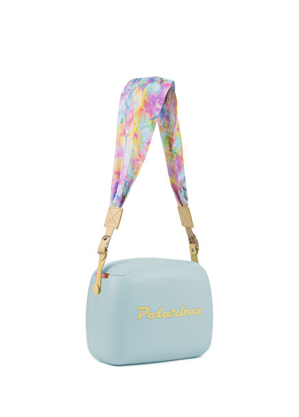 Prinkstyle Tie Dye Classic Sky Blue Yellow Cold and Warm Holder Lunch Bag with Cotton and Leather Strap 6 lt