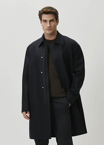 Navy Blue Wool Coat