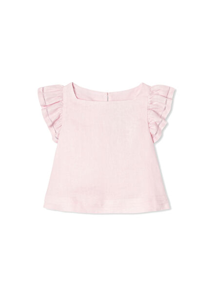 Pink Linen Girl's Blouse