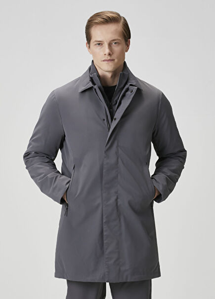 Hokkaido Koyu Gri İç Yaka Detaylı Mont