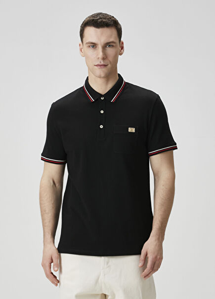 Regular Fit Siyah Polo Yaka T-shirt