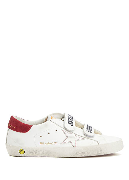 Old School Kırmızı Beyaz Unisex Çocuk Deri Sneaker