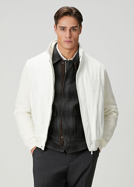 Kırık Beyaz Yün Mont