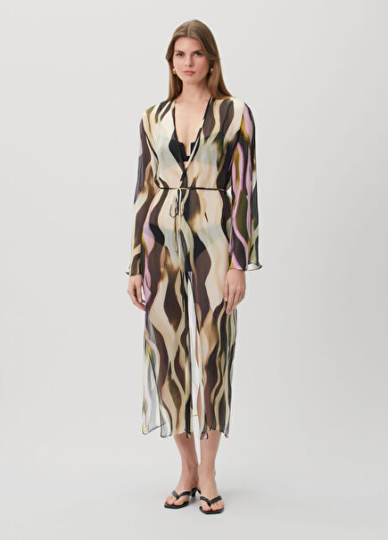 Lumina Desenli Şifon Kimono
