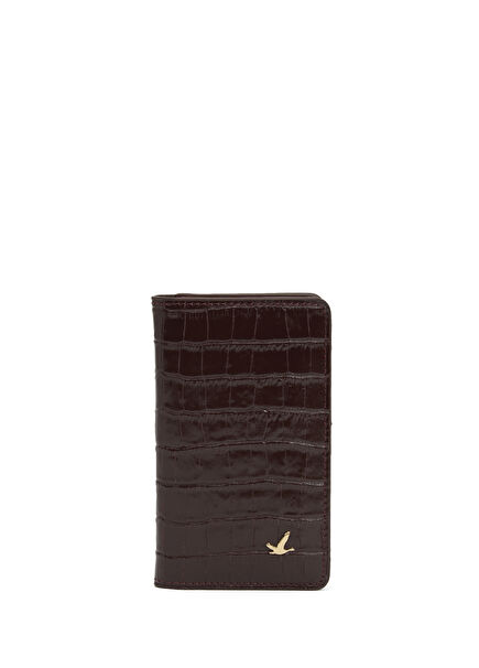 Burgundy Crocodile Textured Women's Leather Wallet