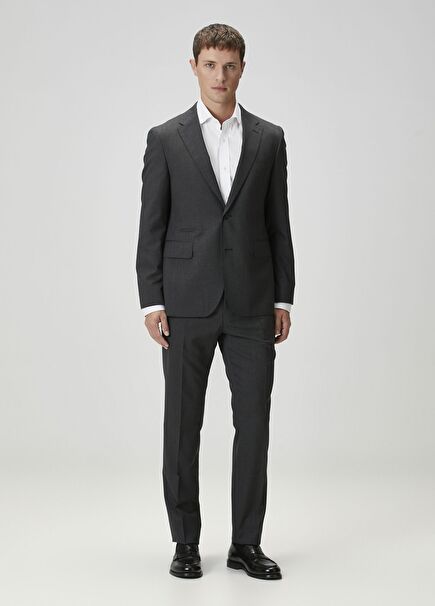 Drop 7 Füme Çizgi Desenli Yün Takım Elbise