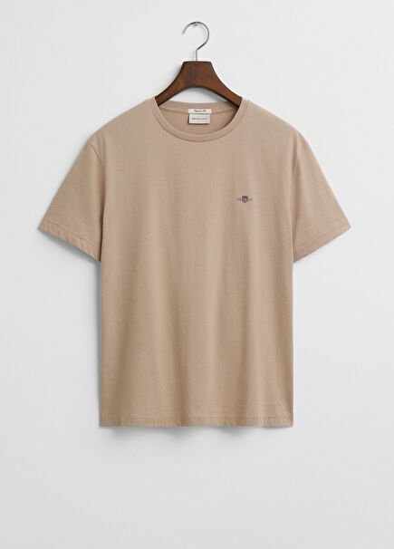 Bej Kısa Kollu Bisiklet Yaka Regular Fit Erkek T-Shirt